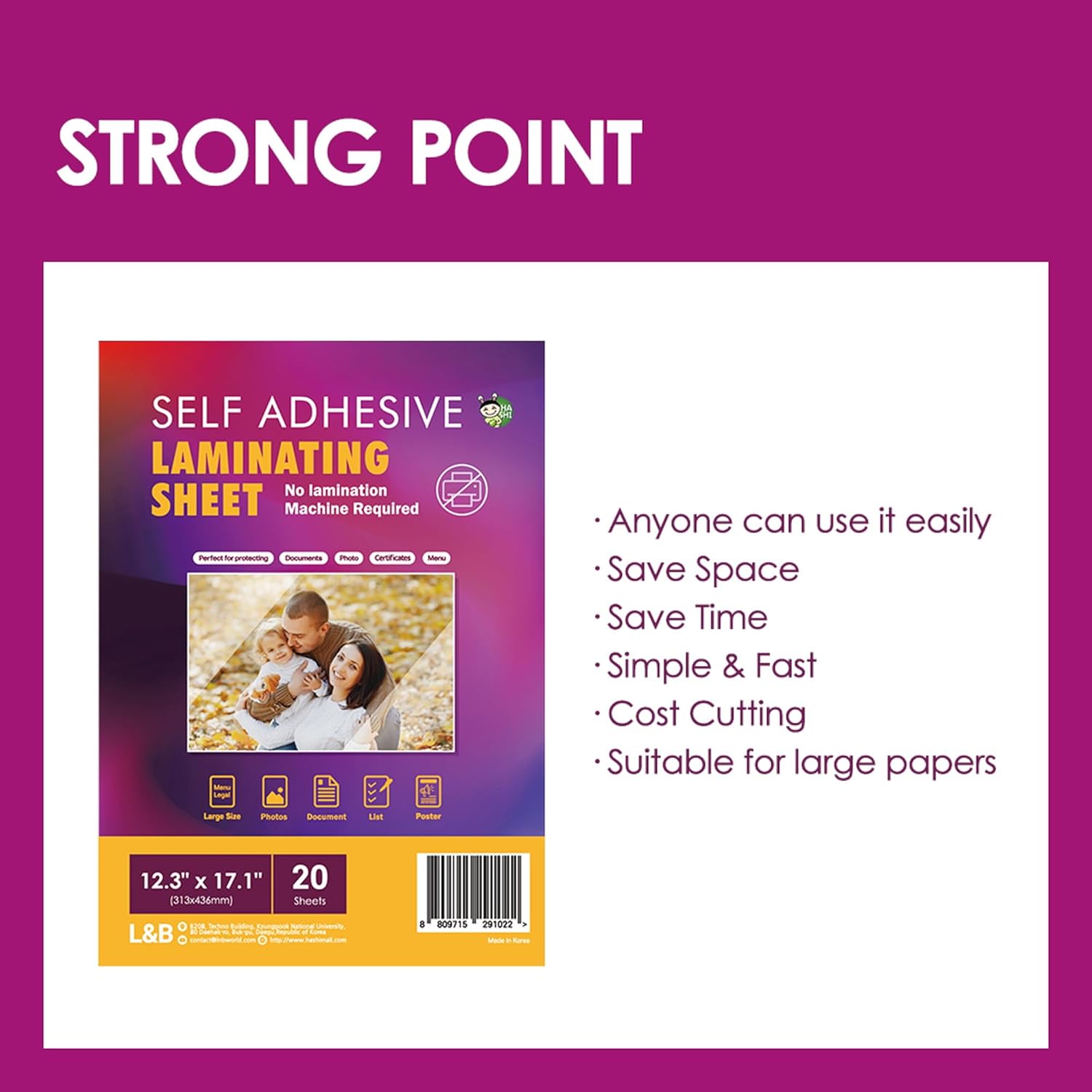 Menu Size 20 Sheets +Letter Size 20 Sheets - HA SHI 2 Self Laminating