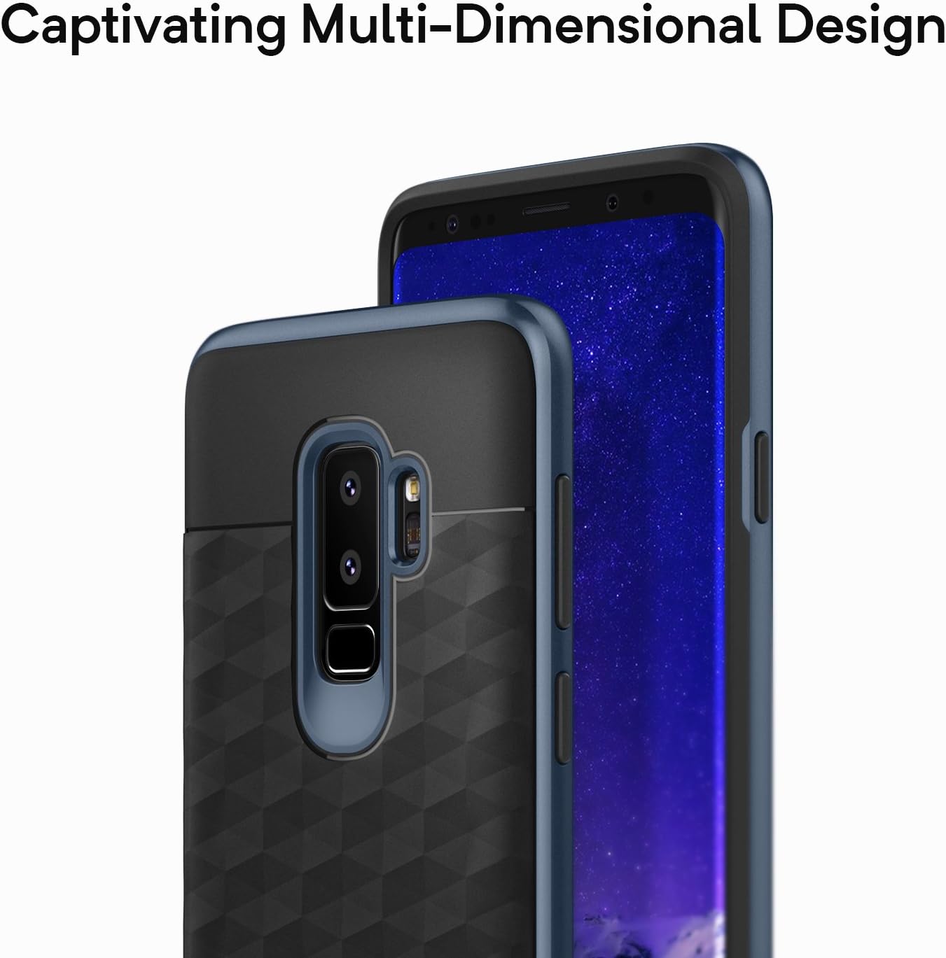 Caseology Parallax for Galaxy S9 Plus Case (2018) - Award Winning Design - Black/Deep Blue