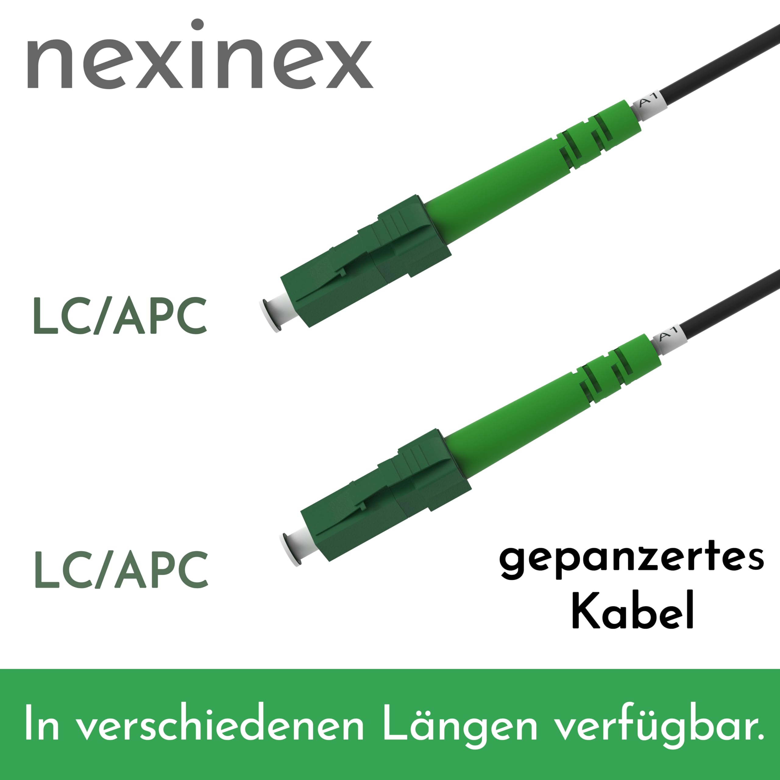 50m Câble Fibre Optique Blindé LC/APC vers LC/APC | Simplex Monomode OS2 FTTH Câble Fibre Optique