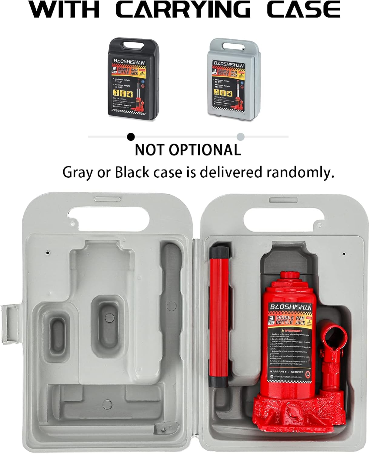 BAOSHISHAN Bottle Jack 3 Ton Double Ram Bottle Jack 6-1/2" to 16-1/2" Lifting Range Portable with Carrying Case : Industrial & Scientific