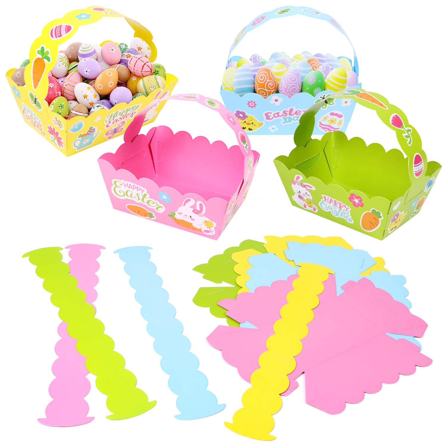 SULOLI Kids Easter Crafts,12PCS Easter Basket Craft Kit Make Your Own Easter Baskets Easter Basket Crafts for Kids DIY Easter Basket Easter Basket Kit