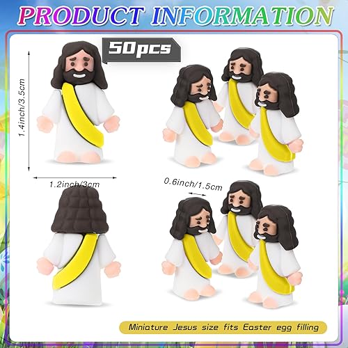 Vista 71 de Sumind 50 figuras de Jesús de diseño original, milagro, mini bolsillo para esconderse y buscar, relleno de huevos de Pascua, regalos de fiesta Azul
