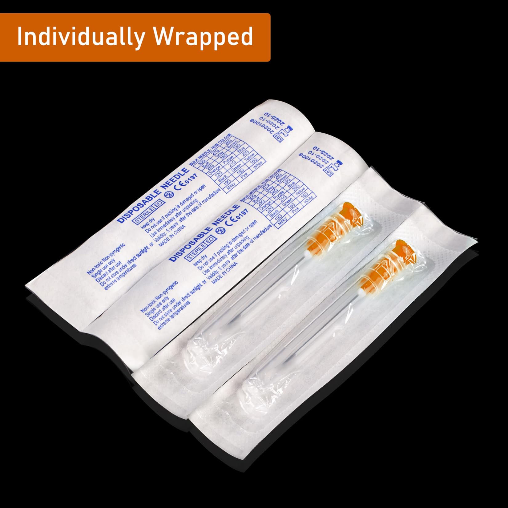 25Ga 1inch/25mm Disposable sterile Needles,Pack of 100 — Amazon image 4