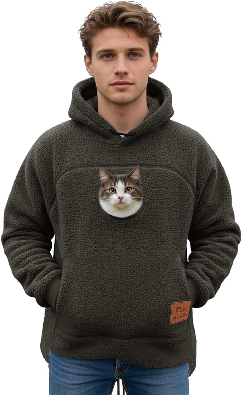 Cat Pouch Hoodie Pet Carrier Hoodie Zipper Kangaroo Pocket Sweatshirt With Pet Pouch Fleece Warm Pet Sweatshirt Outdoor