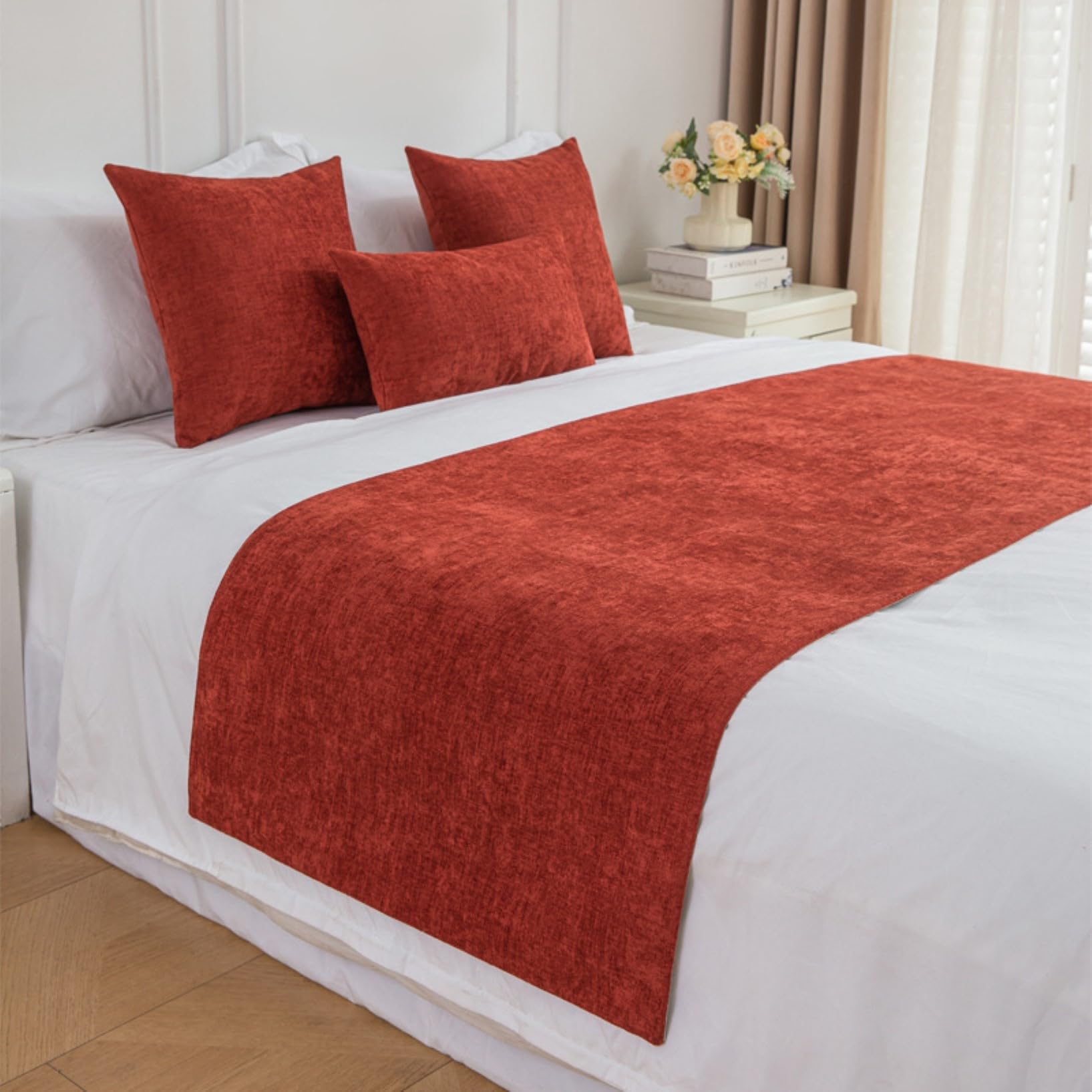 Housse de lit hôtel rouge 65x240 évite les taches sur la couette