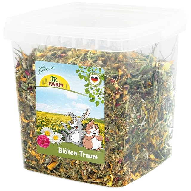 JR Farm - Sueño de Flores de 380 g en Cubo (Hierbas para Conejos Enanos y roedores, alimento complementario)