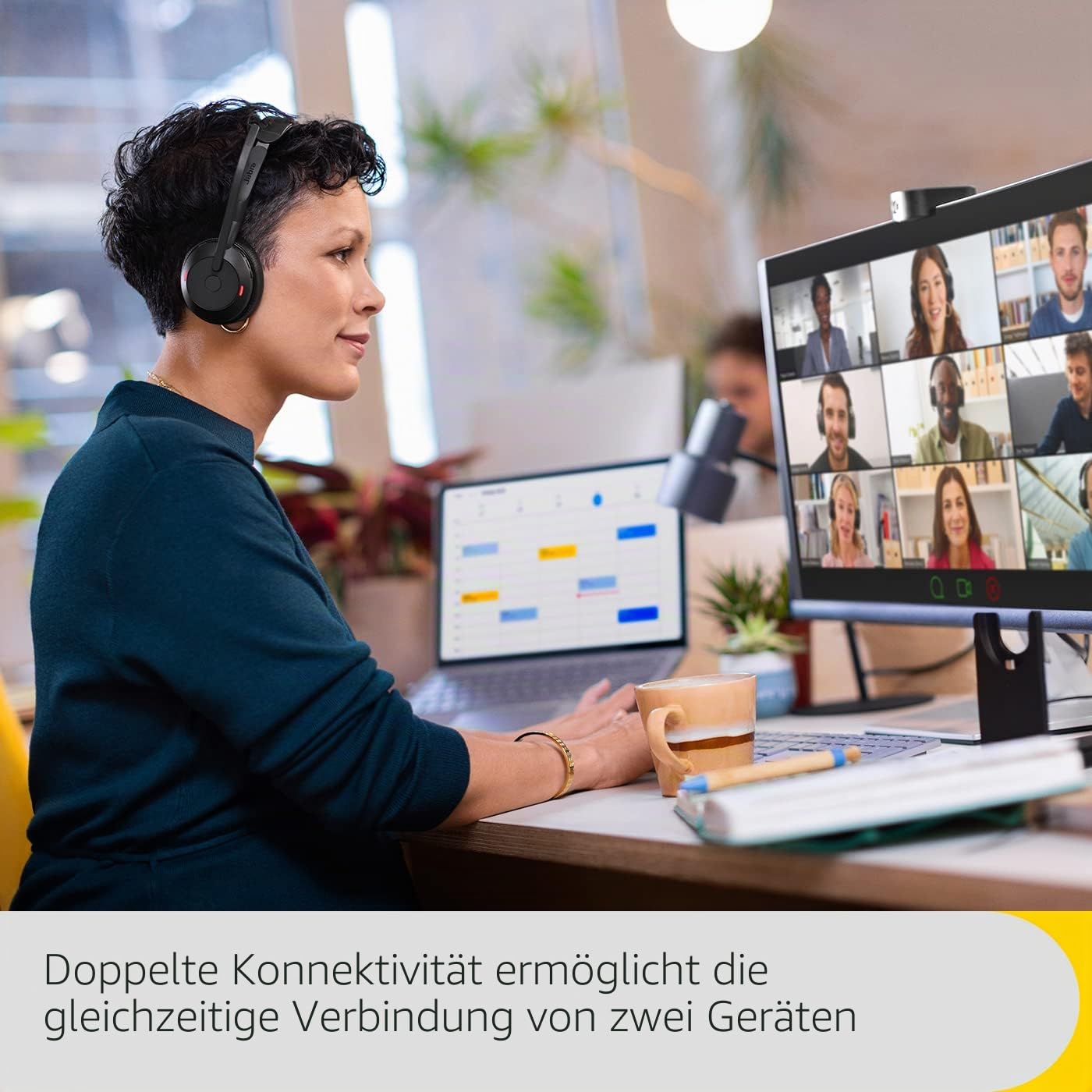 Jabra Evolve2 55 – kabelloses Stereo-Headset mit Ladestation Air Comfort, ANC und Geräuschunterdrückung, MS Teams Zertifiziert, kompatibel mit Anderen Plattformen – Schwarz (Generalüberholt)