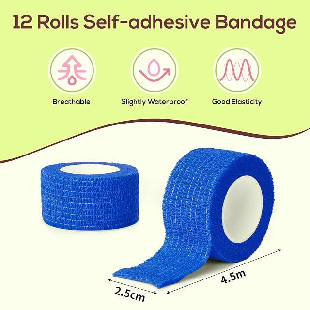 Foto 5 de 7 de Cozary 12 Rollos de Venda Autoadhesiva Elástica para Mascotas, 2.5cm x 4.5m Esparadrapo Deportivo
