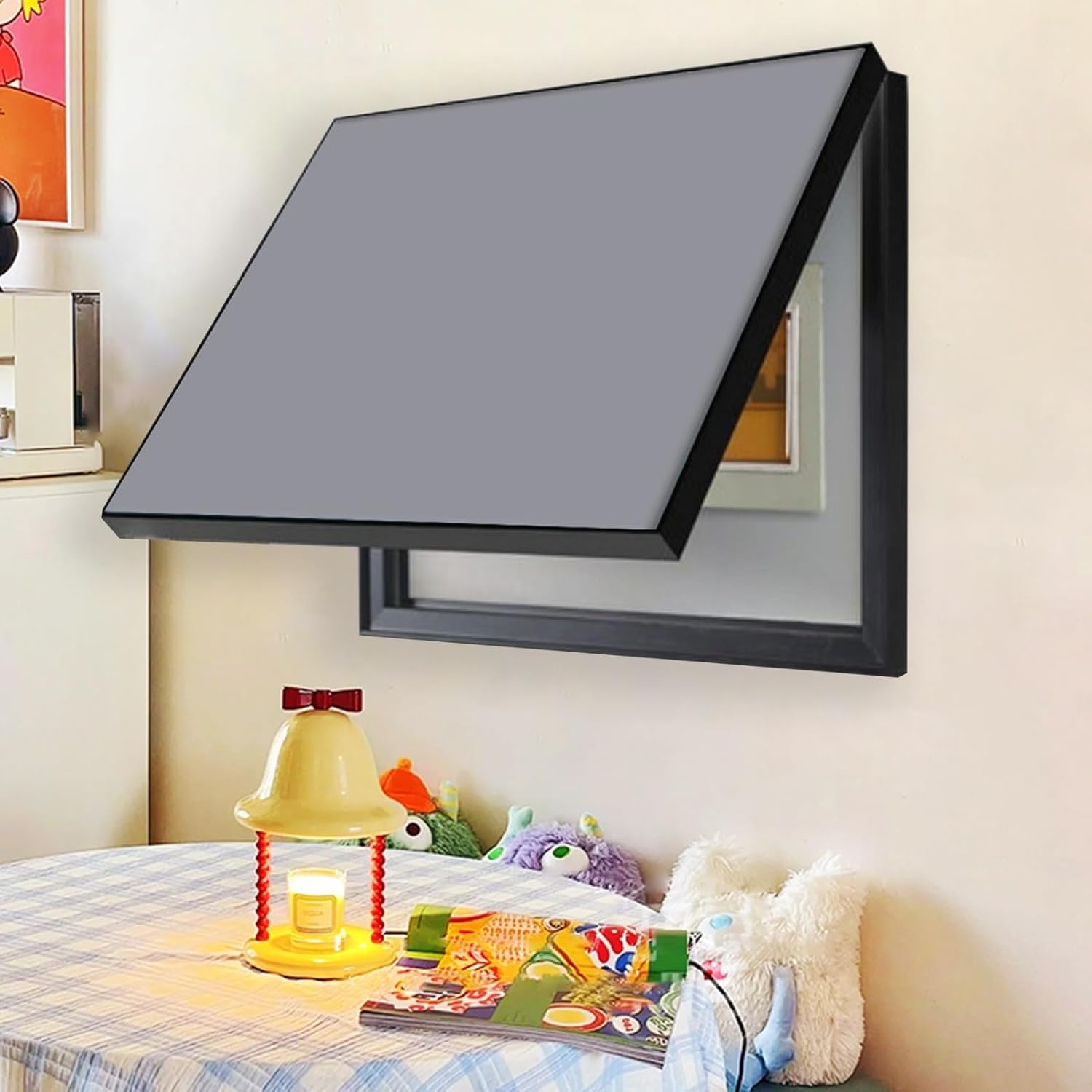 Modern Farmhouse Fuse Box Cover - Wood Circuit Breaker Cabinet, Electrical Wall Panel Cover for Home/Office(Gray,60cmx50cm(23 5/8x19 3/4"))