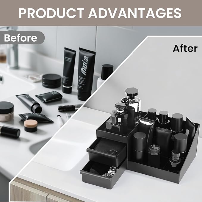 Organizador de Baño para Hombres con 7 Compartimentos y 2 Cajones miniatura 5