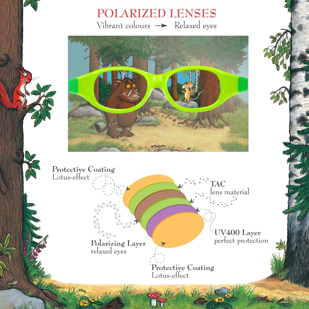 ActiveSol Grüffelo Premium okulary przeciwsłoneczne dla niemowląt | Szkła High-Tech: 100% ochrona przed promieniowaniem UV, polaryzowane, efekt lotosu | Niezniszczalne okulary ze specjalnej gumy | 22 g | Chłopcy i dziewczynki w wieku 0-2 lat, Ulubiona ozd