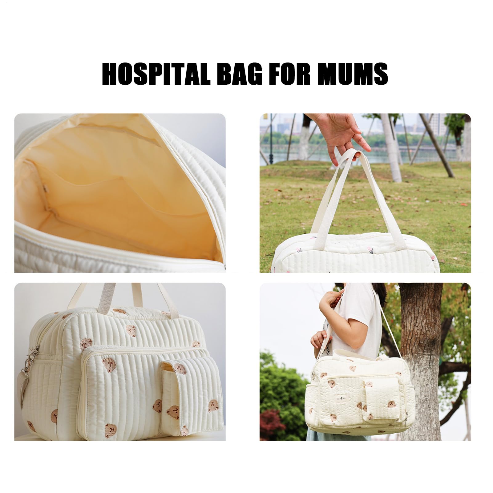 Genérico Bolso pañalera tipo tote | Bolso de Hombro con Estampado Floral para Almacenamiento - para Hospital - para Gimnasio, Escuela, Hospital, Vacaciones, Playa, Parque, Compras, Picnic