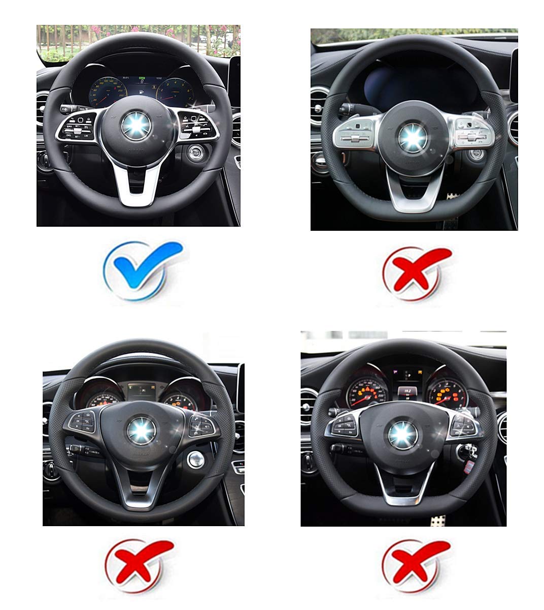 Bling Interior Accessories Fit for Mercedes Benz 2019-2025 A B Class CLA GLA GLB Modification Rhinestone Crystal Applique Cover (Round Shape Steering Wheel)