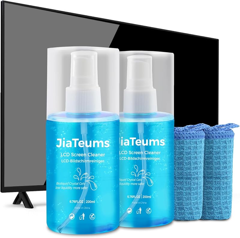 Limpiador de pantalla para automóvil, limpiador de pantalla de TV con paño de limpieza (200 ml * 2) | Sin rayas, de secado rápido, antigoteo, ampliamente aplicable a anteojos, pantallas, pantallas de teléfonos, discos CD, LED LCD y dispositivos electrónicos