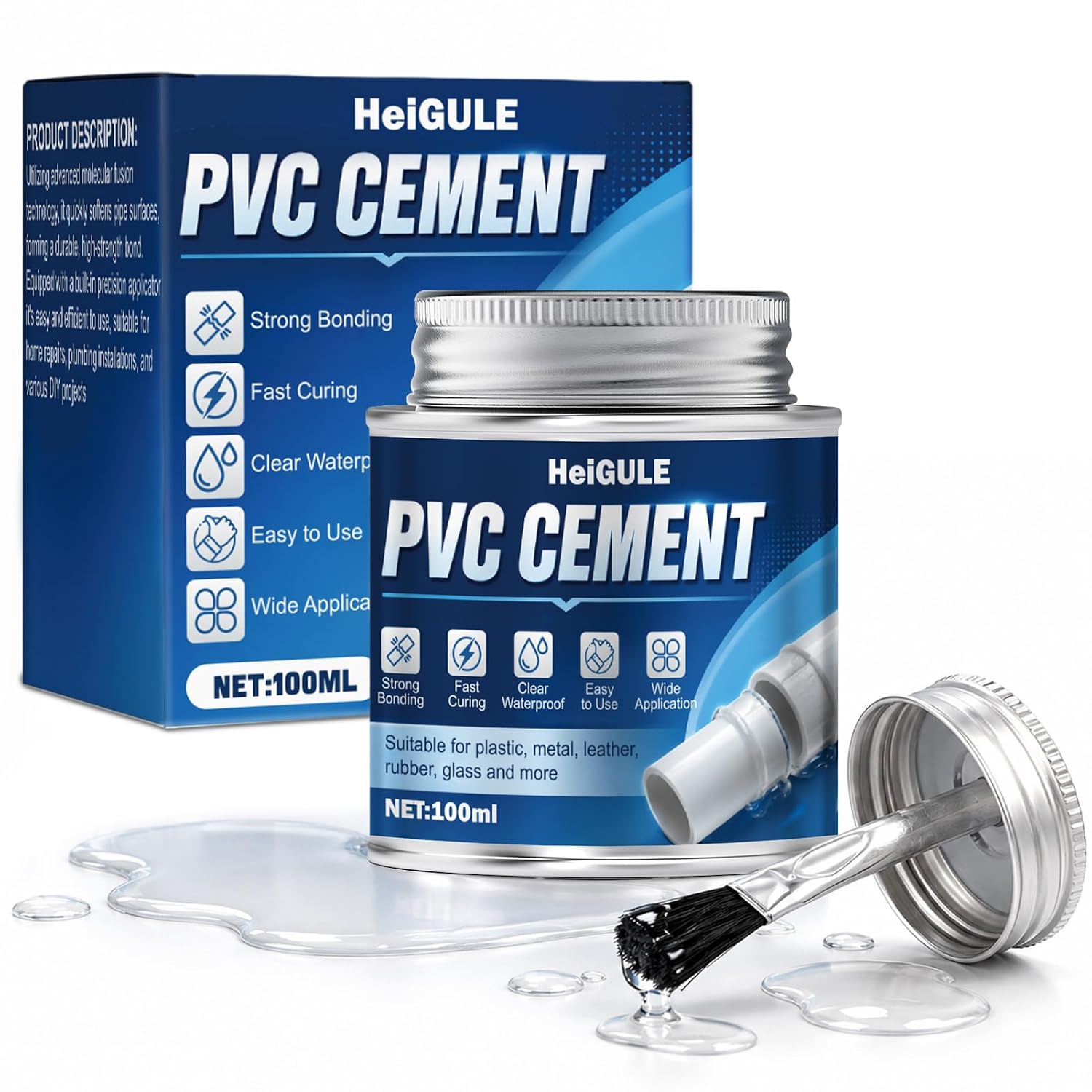PVC Cement, Strong Adhesion Pressure Resistant Waterproof, No Whitening