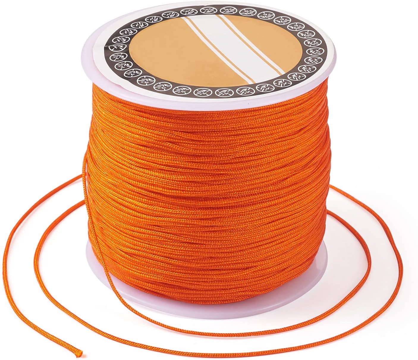 Cheriswelry 100M 0.8mm Nylon Beading Cord Dark Orange Chinese Knotting Rattail Macrame Thread String Roll for Jewelry Making Kumihimo Wrapping Supplies DIY Crafts
