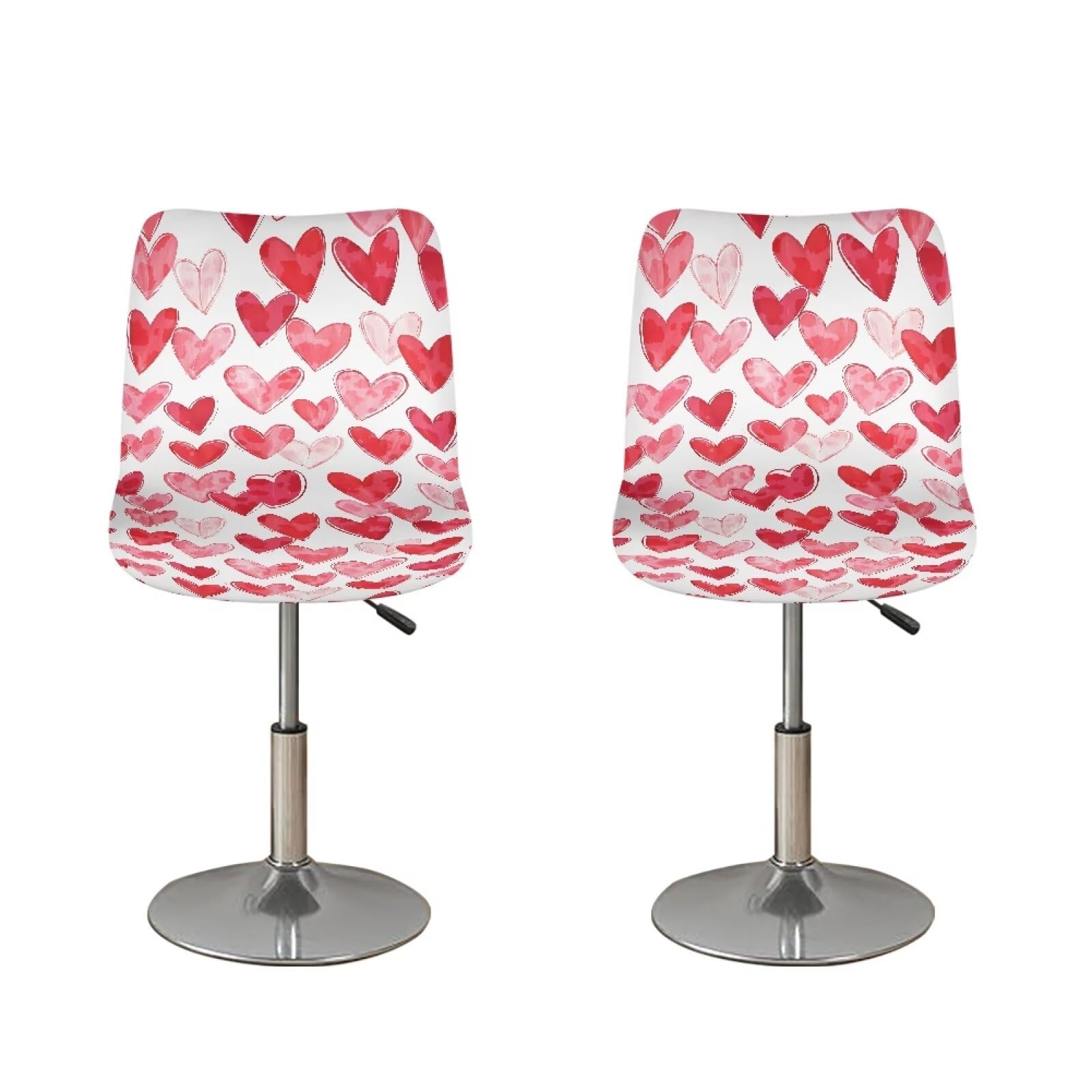 Psesaysky Love Hearts Bar Stool Seat Covers for Valentine's Day Non-Slip Counter Height Chair Covers with Elastic Band Dining Room Square Swivel