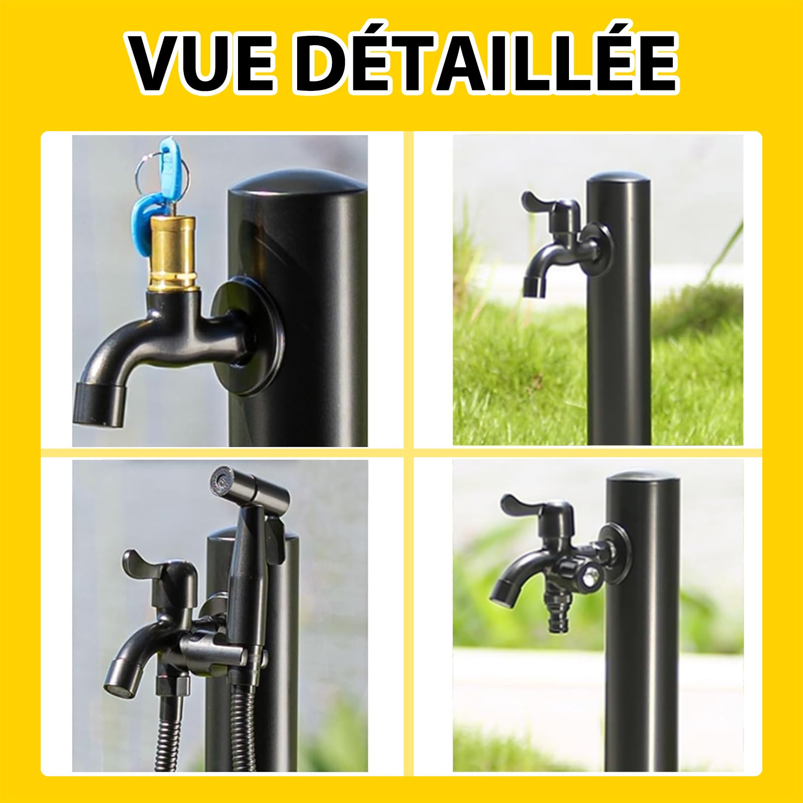 Robinet D'eau de Cour Extérieur Antigel, Colonne a Eau de Jardin avec Robinet, Acier Inoxydable, Installation Facile, pour L'irrigation du Jardin/Pelouse 95cm