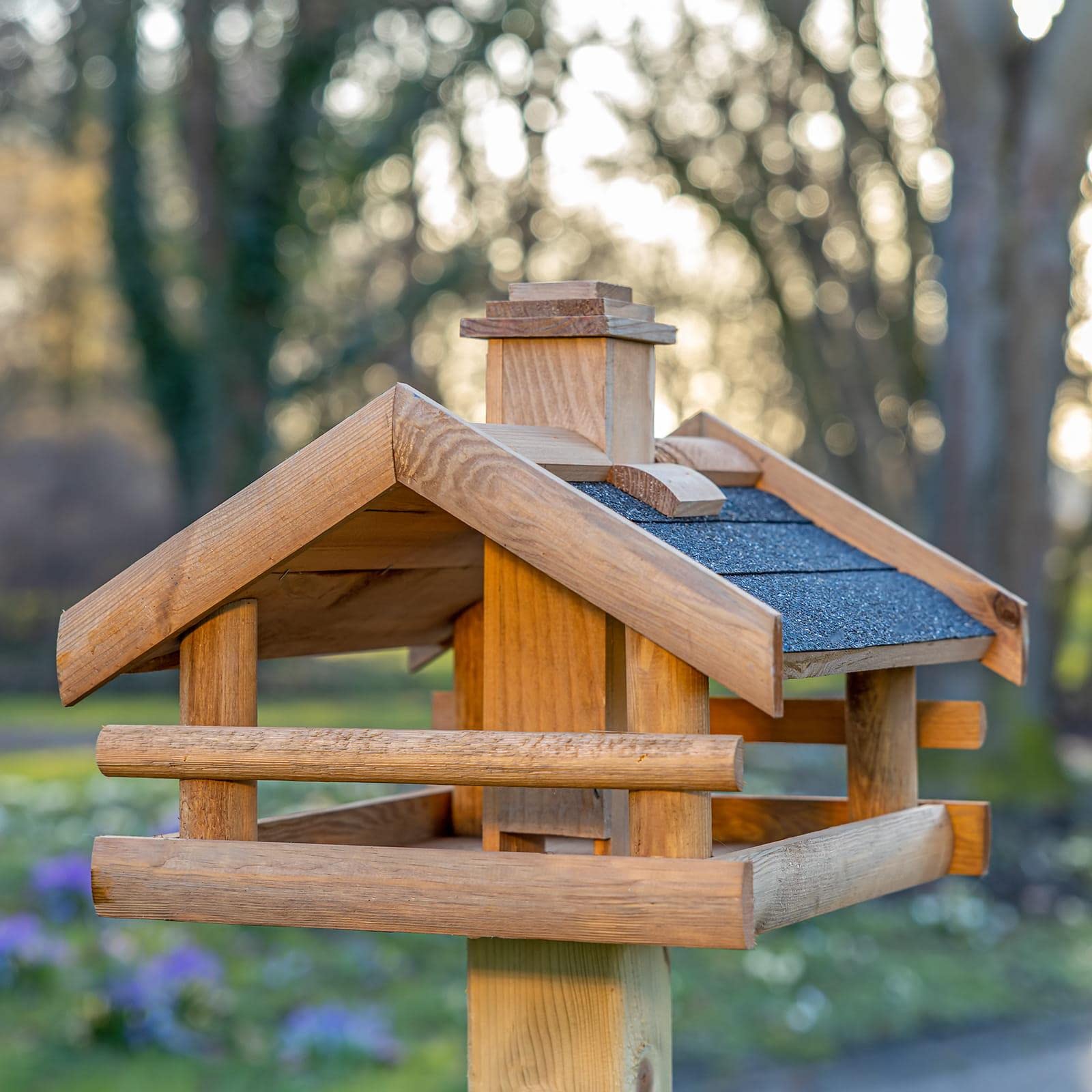 BooGardi Vogelhaus Holz · 3 Varianten · graues Dach · Vogelfutterhaus · Vogelhäuschen zum Aufhängen · überdachte Futterstelle · Futterhäuschen