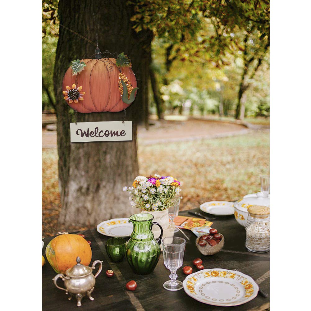 Willkommens-Türschild Aus Holz Mit Kürbis-Motiv – 35,1x29 Cm, Rustikal, Für Herbst & Thanksgiving