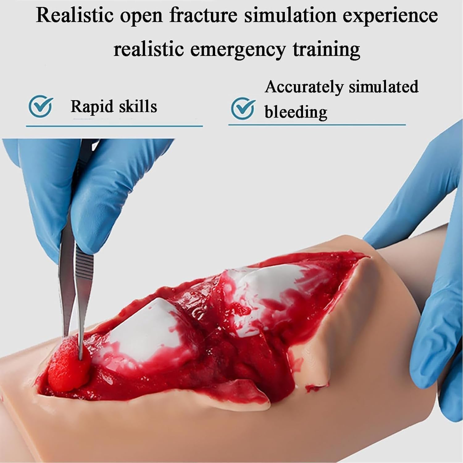 Offenes Tibiafraktur-Trainingsmodell, Trauma-Modell, Fraktur-Wundverband- Und Nahttraining, Simulierte Blutende Wundversorgung, Wiederverwendbarer Trauma-Simulator
