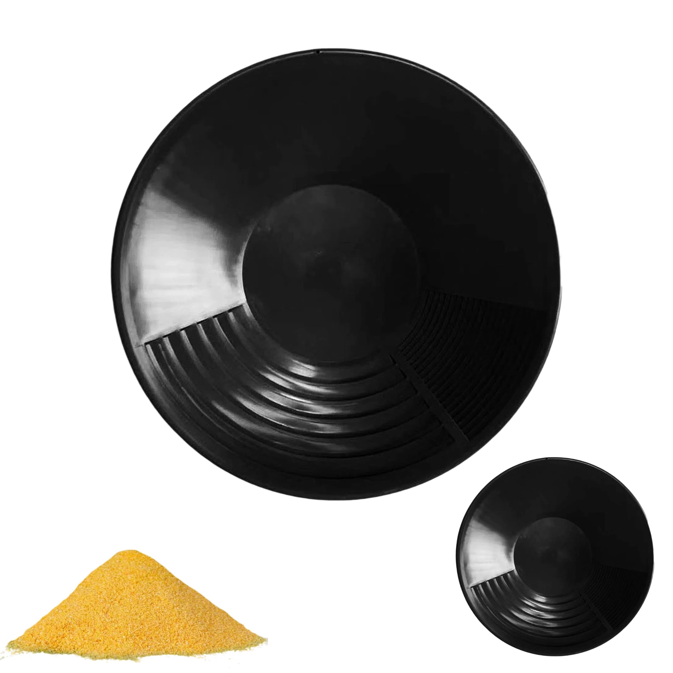 Gold Pan, 15 inch Round Green Gold Panning Equipment with Different Riffle, Lightweight Manual Plastic Prospecting Equipment Prospecting Mining