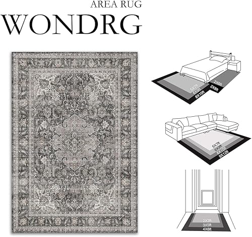 Miniatura 2 de WondRg Alfombra de pasillo de 2 x 6 pulgadas, lavable, antideslizante, suave, con estampado de cachemira, tapete para puerta, para pasillo, cocina,