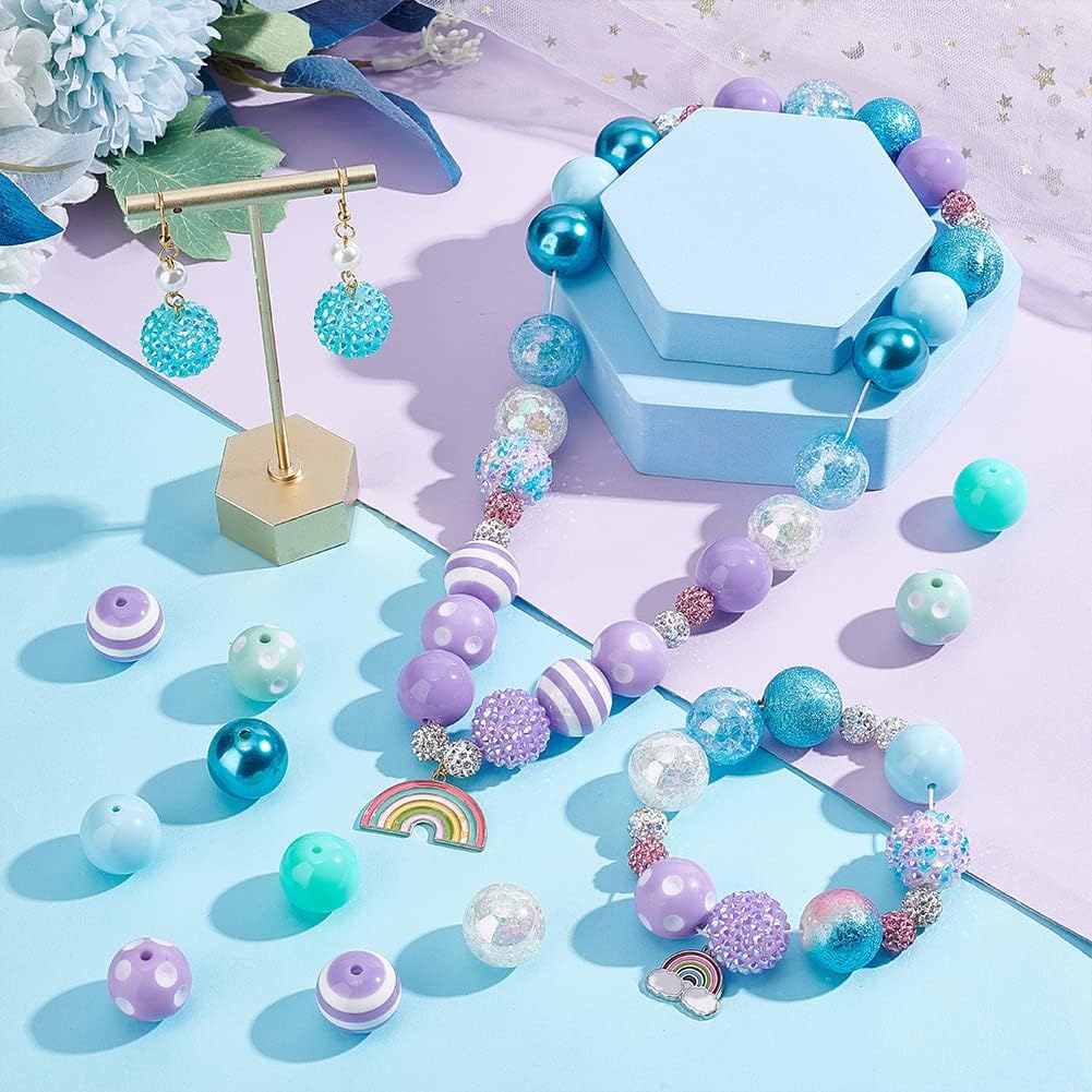 PH PandaHall 50pcs Chunk Beads 20mm Bubblegum Beads Mermaids Pen Beads Large Rhinestone Pearl Loose Beads Round Spacer Beads for Jewelry Bracelet Necklace Pen Bag Chain Making Crafts Supplies - Image 3