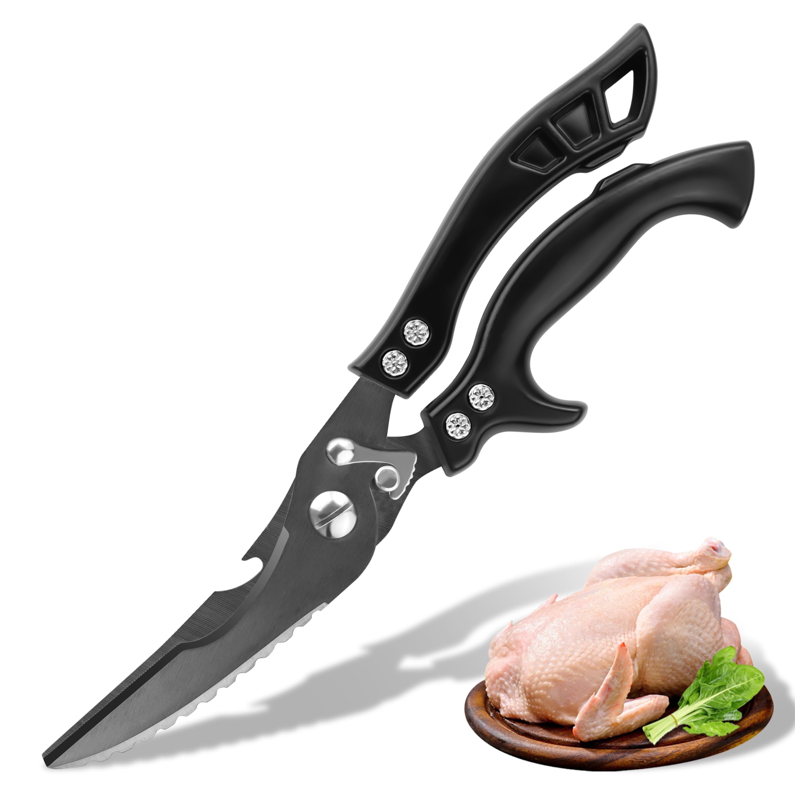 Poultry Shears for Chicken Kitchen Scissors: Heavy Duty Meat Scissors, Cooking Shears for Food, Plastic Handle, Black Blade โ image 1