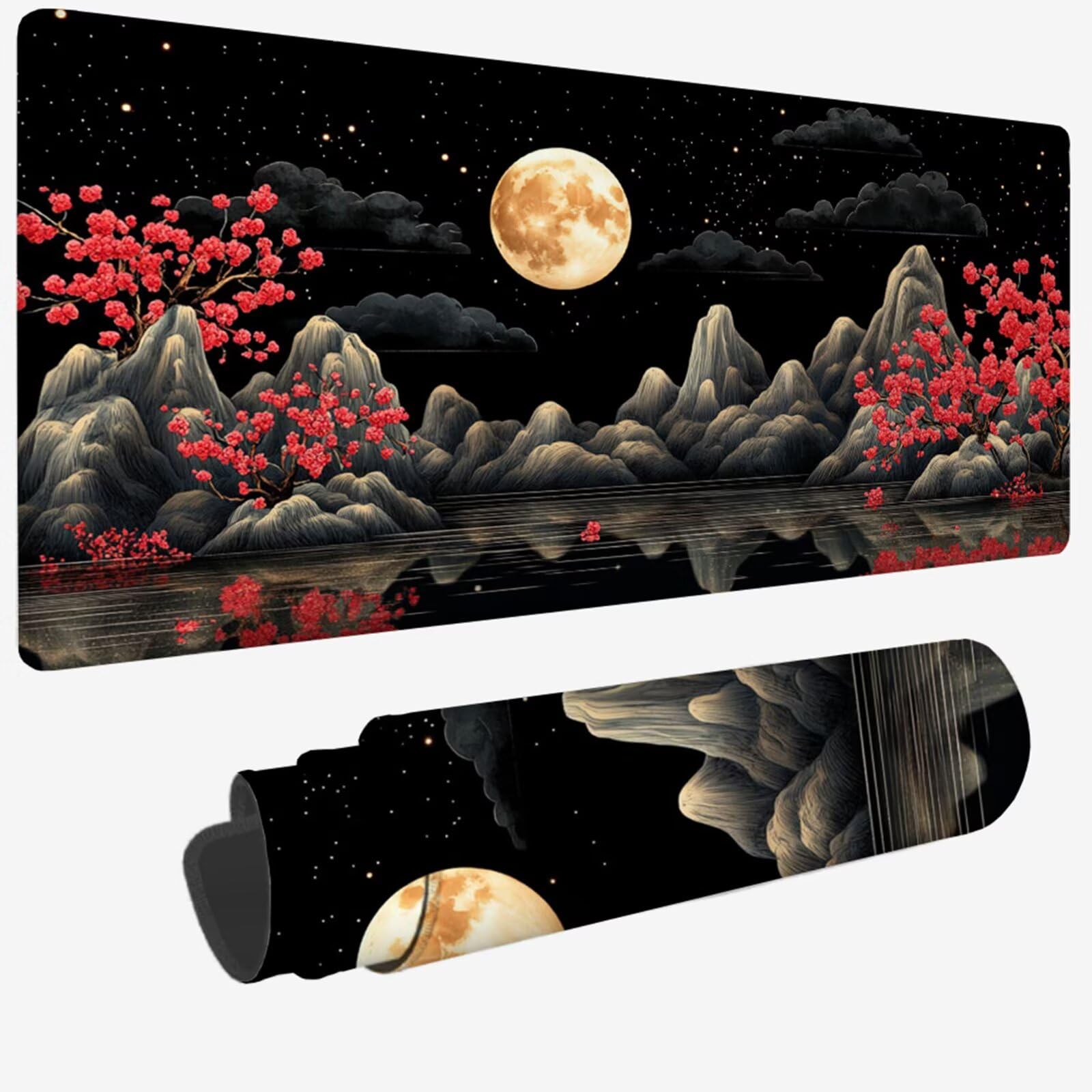 Podkładka pod mysz XXL 1500 x 800 x 3 MM, duża czarna podkładka pod mysz z wodoodporną i gumową antypoślizgową podkładką pod jezioro pod ręką zszyte krawędzie, poprawia precyzję i szybkość dla gracza