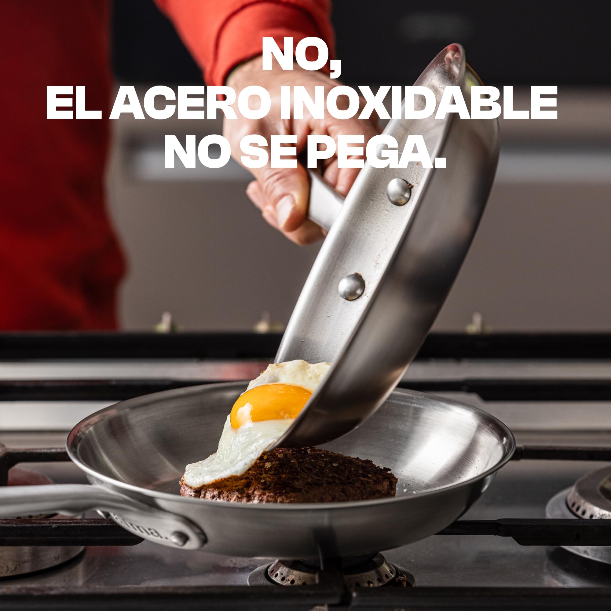 Atma – Juego de 3 Sartenes Inox 3 Capas (20, 26, 28 cm) – Mango Remachado – Sin PFAS ni Recubrimiento Químico – Inducción, Horno hasta 230°C – Apto para Todas las Cocinas – Fabricada en Francia