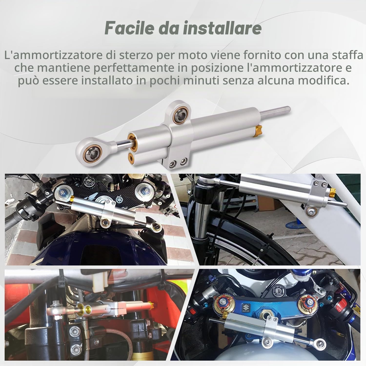 Ammortizzatore Sterzo Moto Universale Regolabile Alluminio CNC per MT07 GSXR750 K4 ZX6R TL1000R