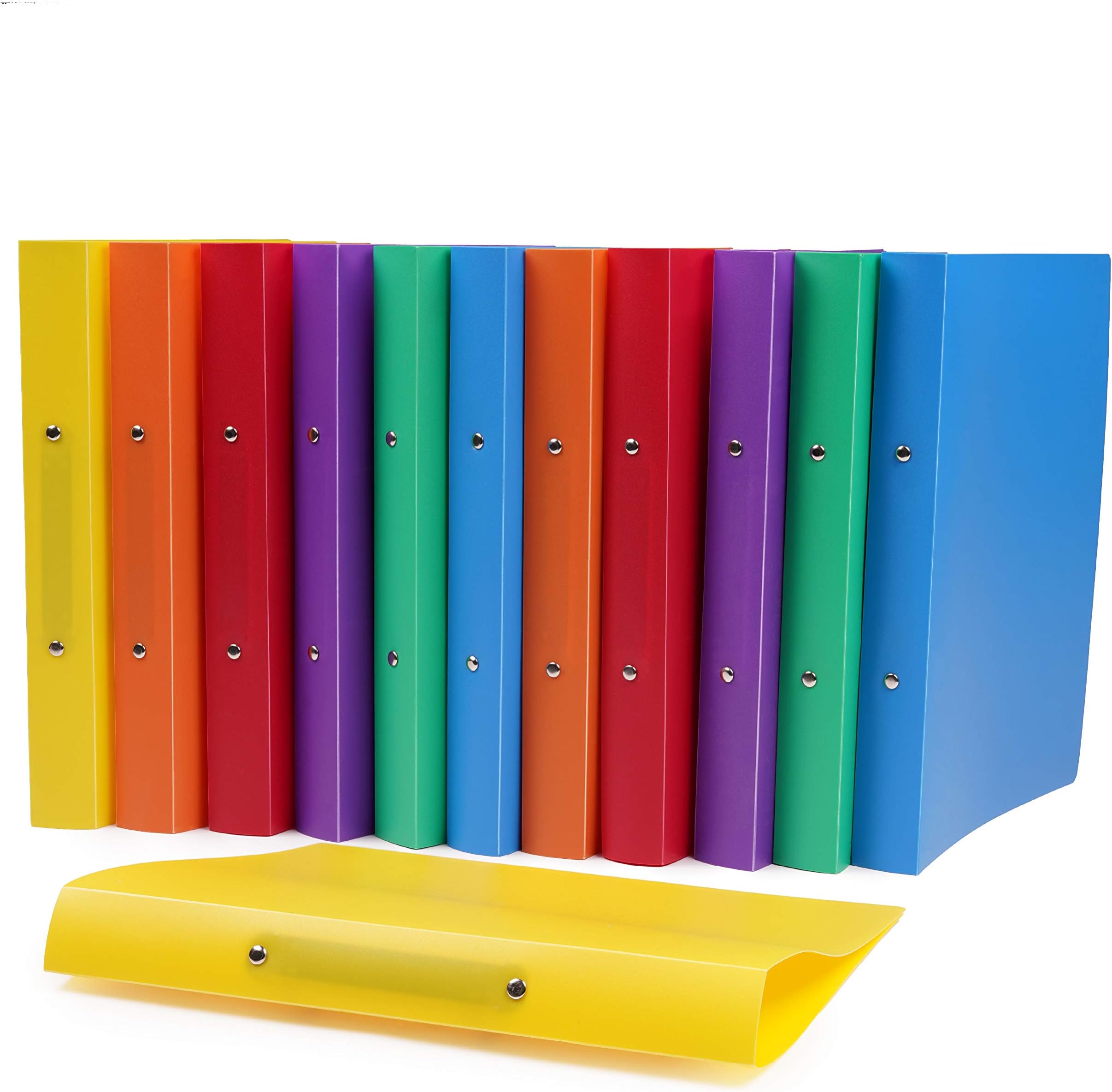 12 Pack Ring Binder File Folders, A4 2-Ring Binders in Assorted Colours - Premium Polypropylene - 25mm Spine - Lightweight & Flexible - Perfect for Home, Office & School Use