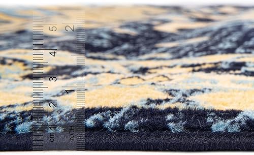 Miniatura 5 de Unique Loom Heriz Collection Alfombra de área parcial, Polipropileno, Azul marino