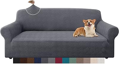 Granbest Elegante Copridivano spesso a rombo a 3 posti, tessuto elastico alla moda, antiscivolo, per bambini, animali domestici, soggiorno (3 posti, grigio)