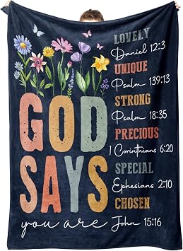 SteadStyle Christian Gifts for Women - Inspirational Floral Throw, Religious Birthday Gift, Christian Blanket for Mom, Sister, Friend, Baptism & Confirmation, Spiritual Gift for Her Blue