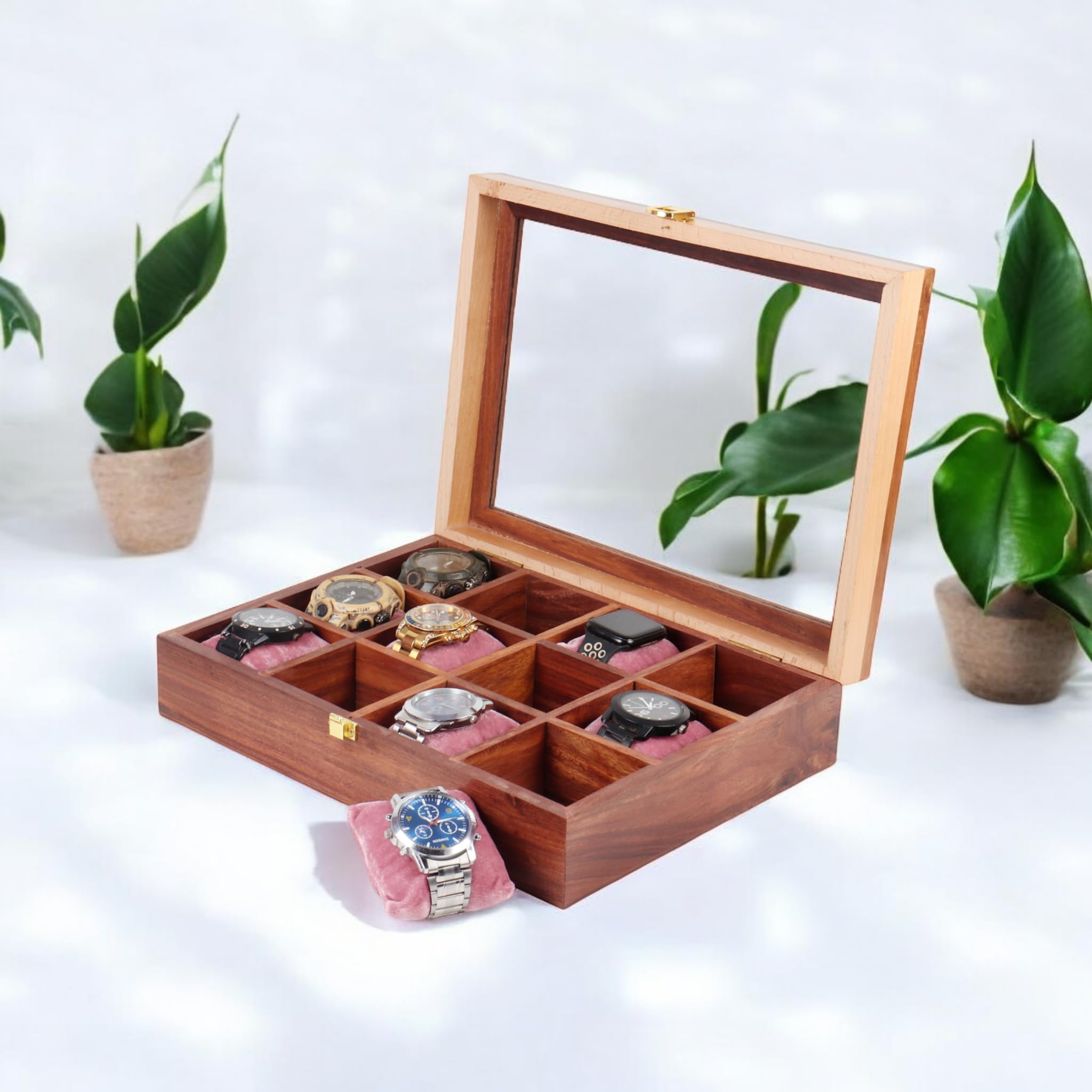 Union Artition Arts Wooden Watch Display Case,Watch Storage Organizer, Table Top Jewelry wooden Luxury watch box for 12 slots Brown Watch Box, Jewelry Holder, Gift for Men & Women - Rosewood Crafted (B0D9M3PRRQ) Amazon Price History, Amazon Price Tracker