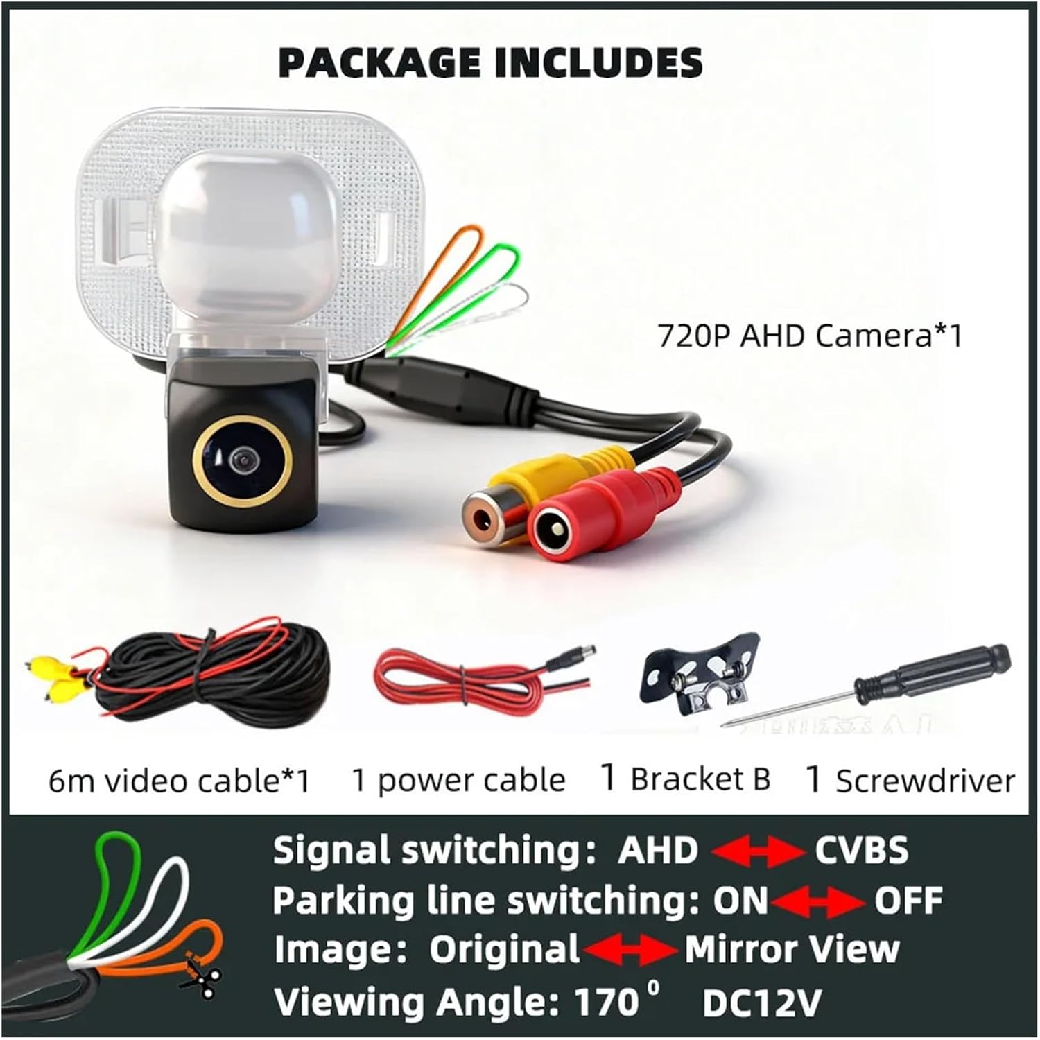 QXNY Backup Camera Rear View Reverse AHD1080P/720P Cam Parking Safety Compatible for KIA Forte 2009 2010 2011/Hyundai I25 Ix20 Accent(AHD720P)