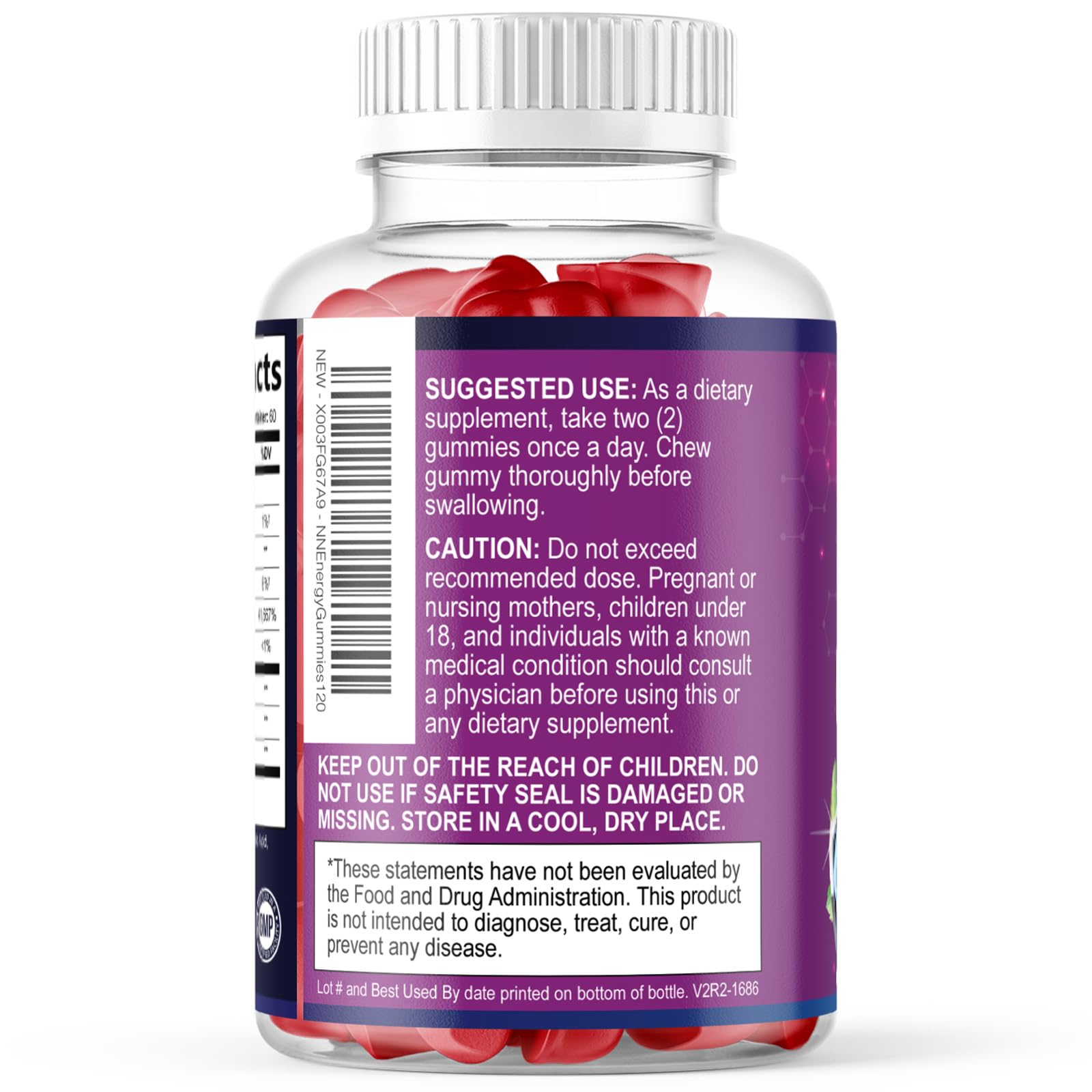 Energy Gummies - Vitamin B12 1000mcg - 3X Clean Energy & Focus Gummy with Natural Caffeine from Green Tea - Berry Flavored Pre Workout Exercise Supplement for Running Cycling & Sports - 120 Gummies — Amazon image 8