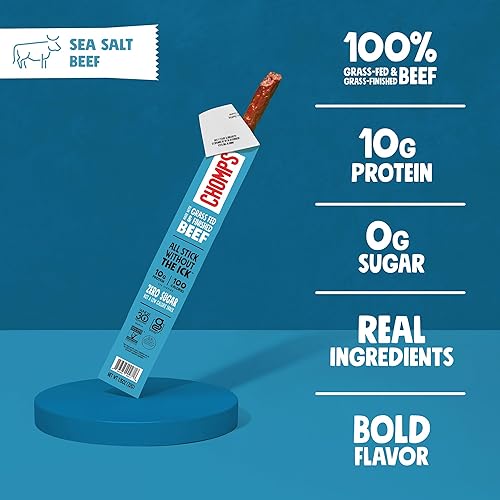 Miniatura 3 de Bocadillos Chomps, palillos de cecina, sin gluten, sin OMG, 100 calorías, para dietas paleo y keto, aprobados para dieta de 30 días, paquete de 10