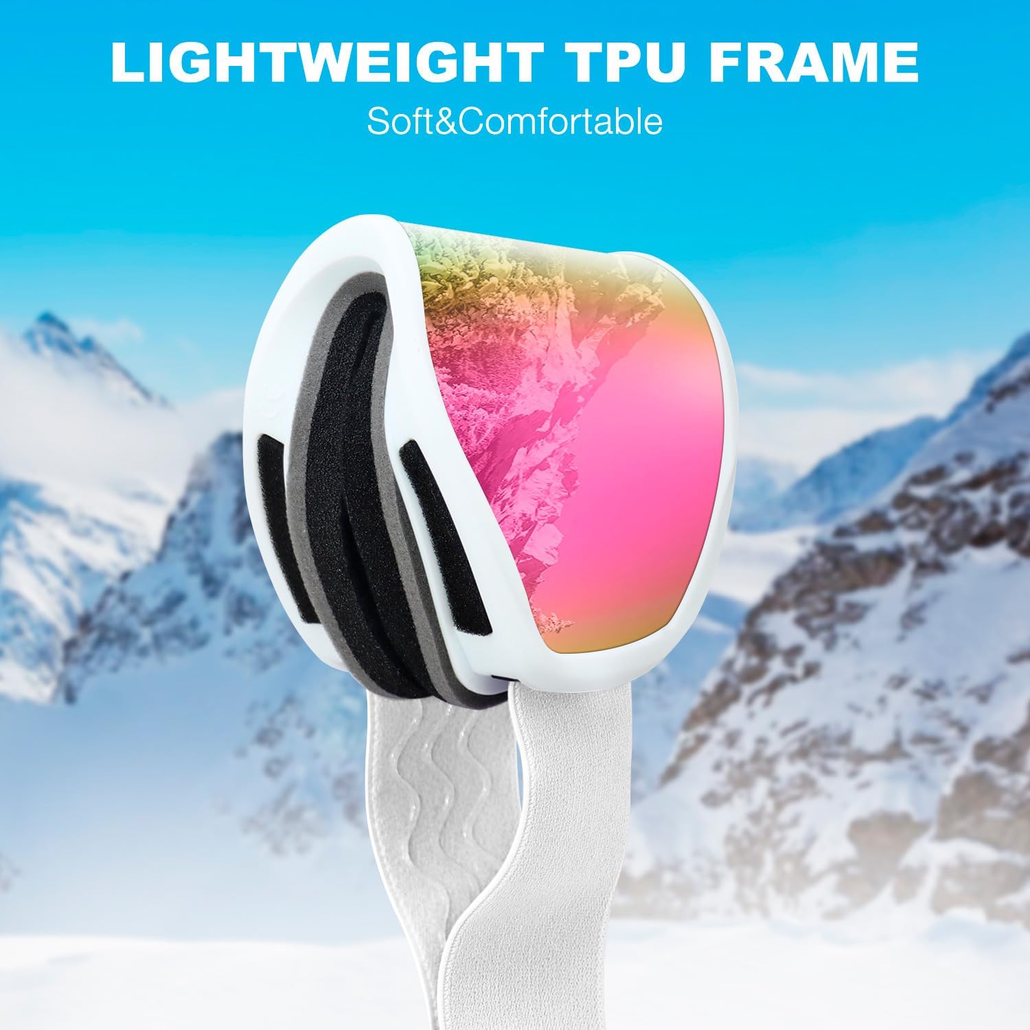 Ski Goggles OTG for Men Women, Anti-Fog Snowboard Goggles UV400 Protection Snow Goggles for Adult Youth - Image 6