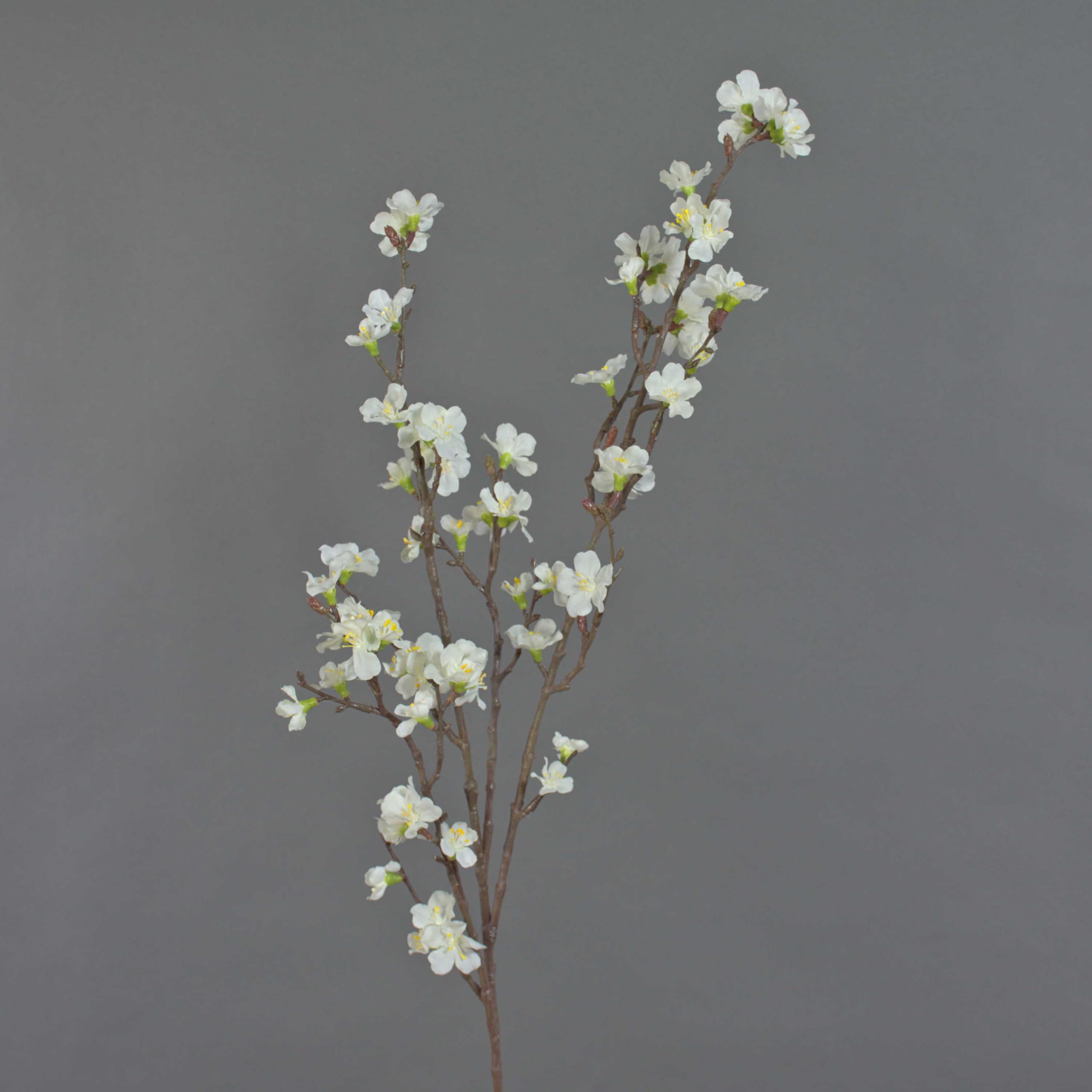 artplants.de Decorative cherry blossom spray ARIELLE with flowers, white, 3ft/95cm - Silk spray/Artificial flower branch