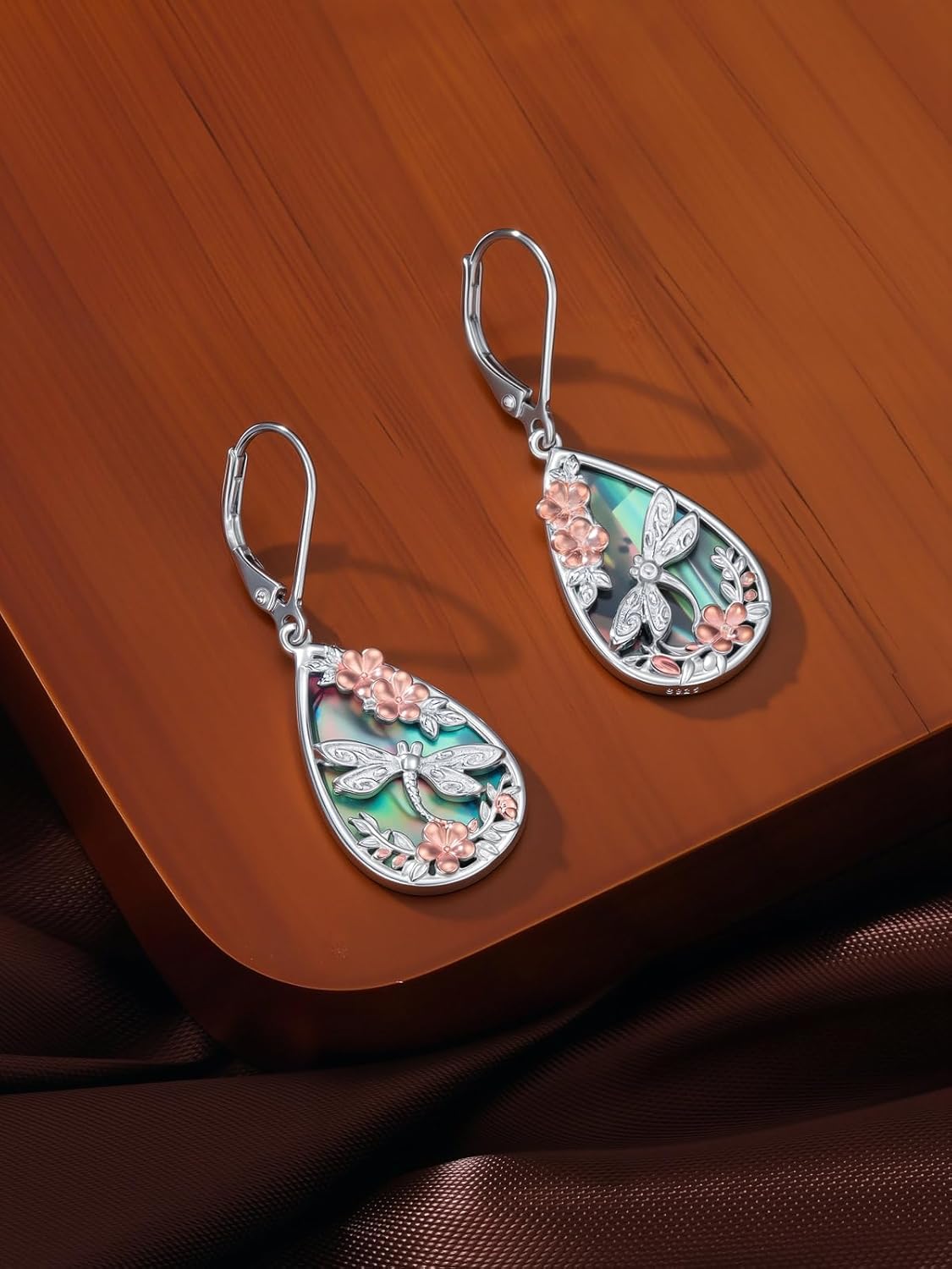 Abalone Animal Earrings for Women Sterling Silver Hummingbird/Butterfly/Dragonfly Dangle Drop Earrings Animal Jewelry Gifts - Image 2