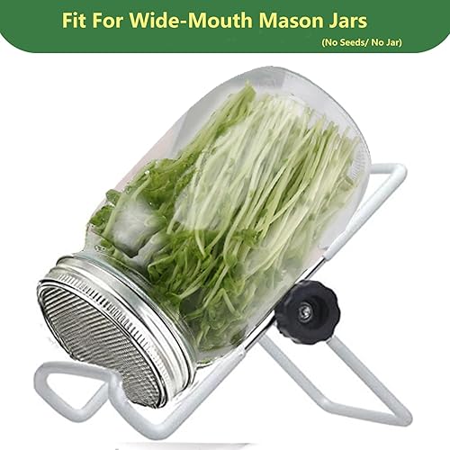 Miniatura 8 de Kit de cultivo de tapas germinadas, tapas de brote de acero inoxidable 316 para tarro Mason de boca ancha de 3.386 in con soportes ajustables,