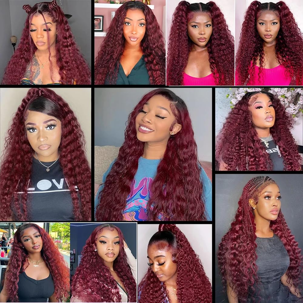Ombre Bundles Color Red 1b99j Deep Wave Bundles Two Tone Black And Red Brazilian Unprocessed Virgin Hair 18 20 22 Inch