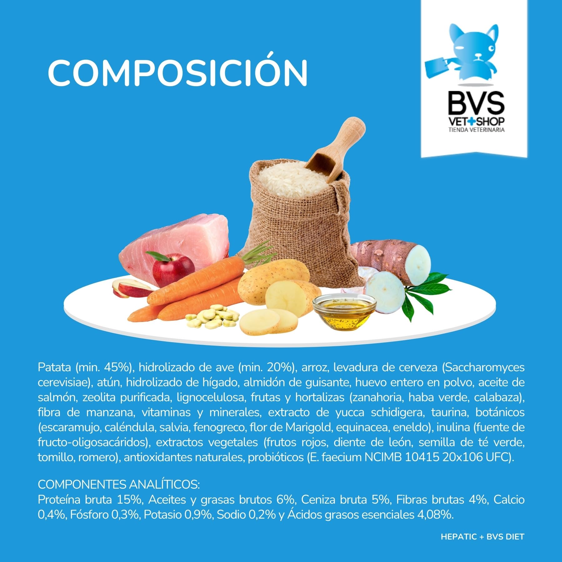 BVS Vet Shop | Diet Hepatic Plus para Perros | Recomendado para la reducción de trastornos de la absorción intestinal, hepáticos, renales y cardiacos | Razas Medianas y Grandes | 15 kg