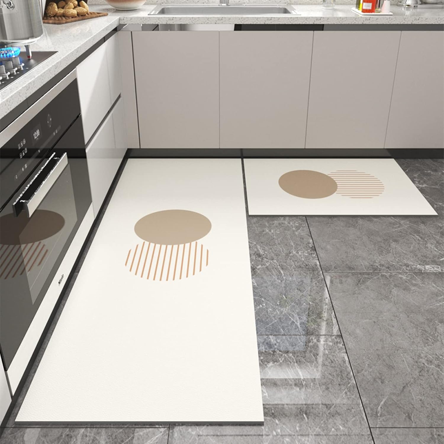 拭けるキッチンマット 北欧 お手入れ簡単 台所マット 滑り止め付き 洗濯いらず 防音 カラー 防汚 100*140cm はっ水加工