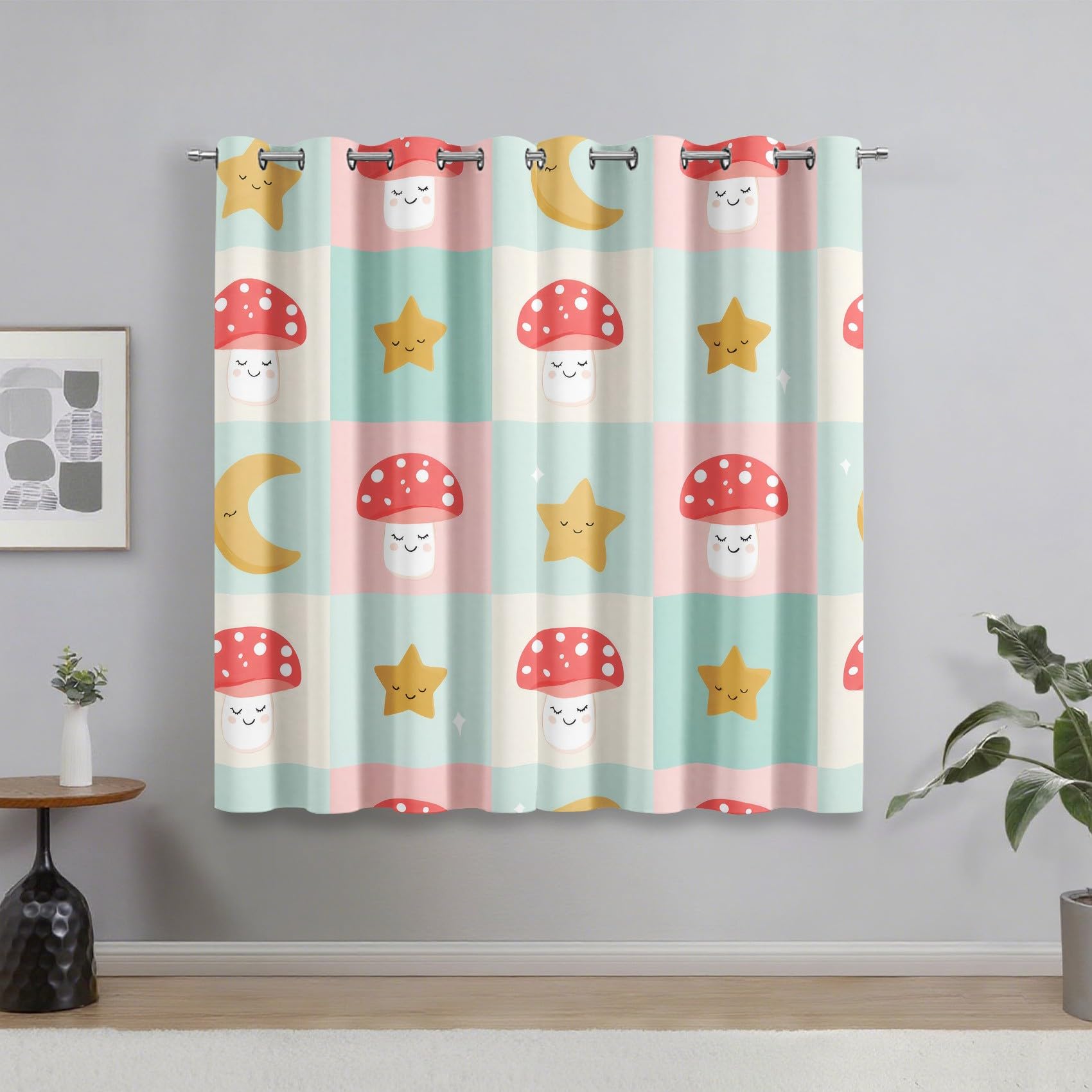 Genérico Cortinas Salon Seta Monísima, Cortinas Dormitorio Estampado Infantil Estrellas Lunas Decoracion Habitacion Ventana, Termicas Aislantes, con Anillas, 140x245 2 Piezas (An X Al) Q-D42