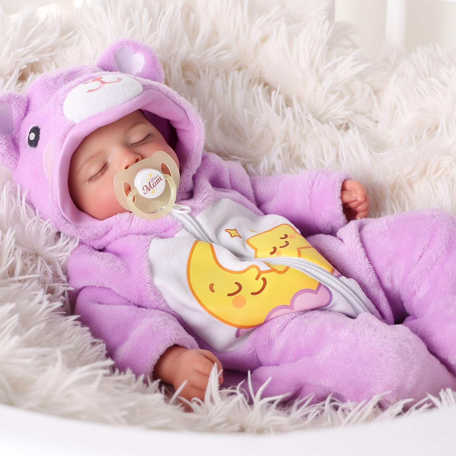 JIZHI Bambole Reborn -20 Pollice Bambola Bambina Corpo in Cotone | Testa e arti in Vinile - Originali Bambino Neonata con Accessori dai 3 Anni +