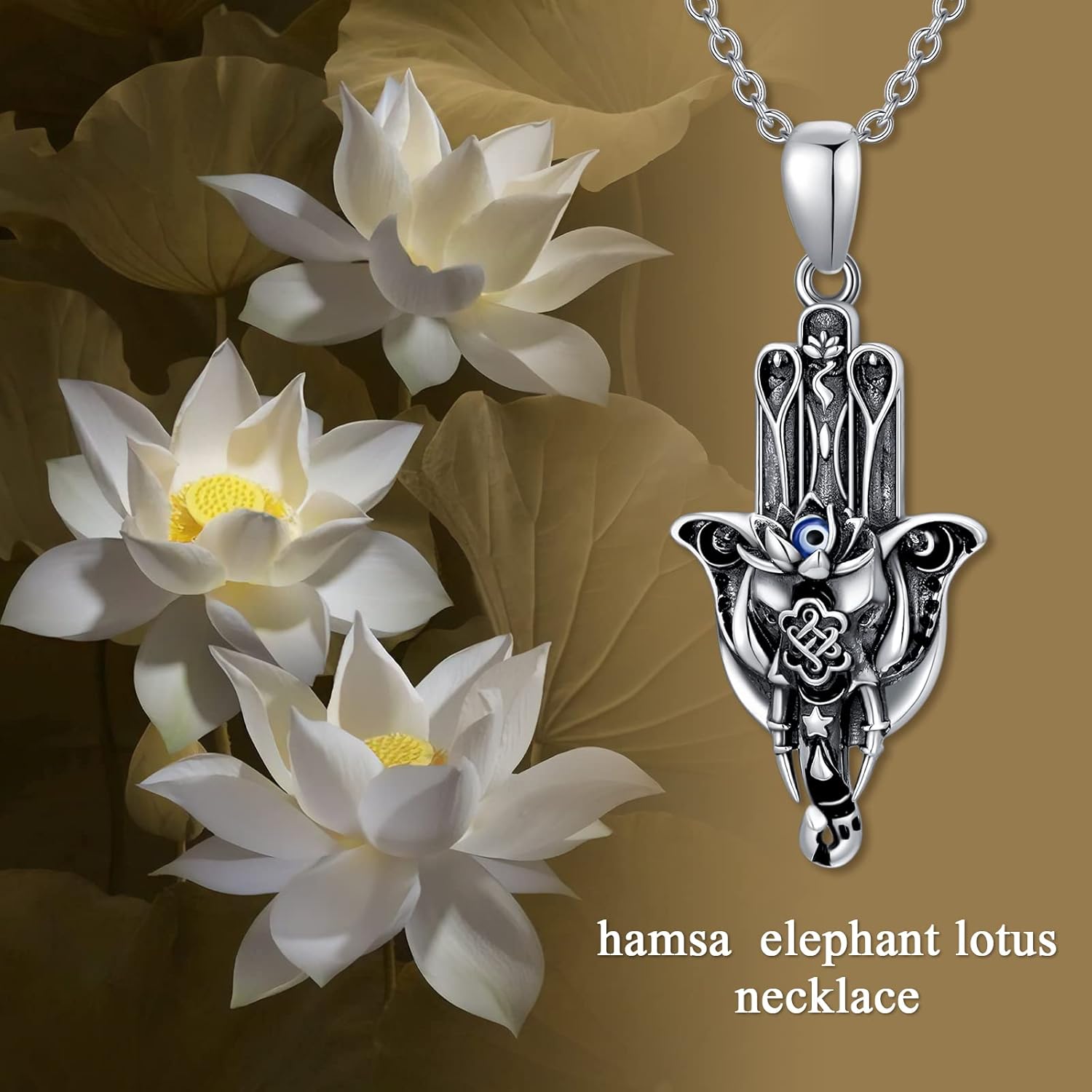 Protection Necklaces Hamsa/Evil Eye/Lotus Flower/Ankh/Eye of Horus/Elephant/Yin Yang Necklace Amulet Spiritual Jewelry Pendant Gifts for Women Men